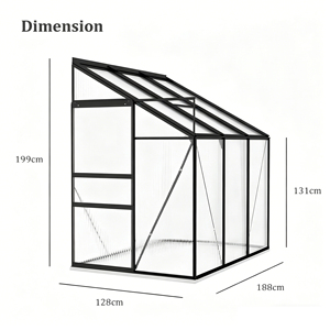 Invernadero Robusto Tipo Lean-to, Invernadero para Viveros y Jardines, con Panel de Policarbonato de 4 mm con Protección UV y Estructura de Aluminio - Product Image 2