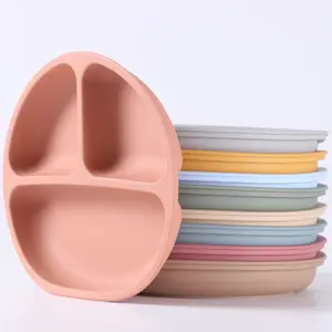 아기 수유 세트 용품 어린이 식사 제품 아기를위한 실리콘 아기 접시 식기 흡입 판