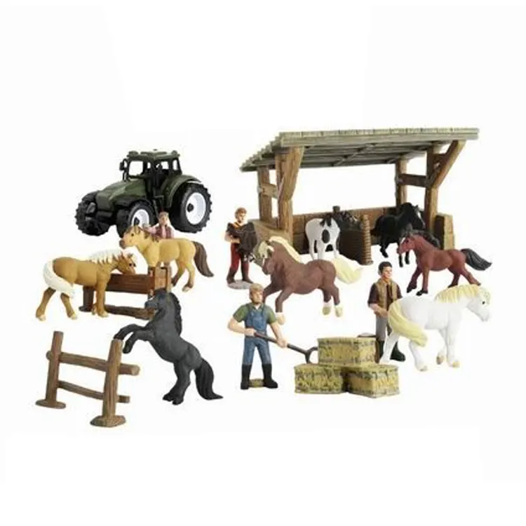 Juego de simulación de caballo para granja, conjunto de figuritas, casa de granja, Juguetes