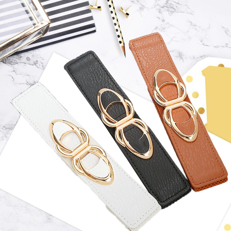 Декоративный пояс для юбки, широкий пояс, украшение для джинсов, пояс из кожи с эластичной пряжкой, ремни для платья для женщин