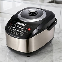 Cuisinière à riz multifonction GB-MC988 5L 860W avec contrôle numérique du minuterie, chauffage par le bas, revêtement antiadhésif, cuve intérieure en acier inoxydable, boîtier en acier inoxydable