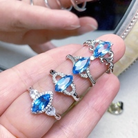 New Design Custom Marquise Natural Topaz 925 Silver Ring Replaceable Gemstone Factory Wholesale Women Fine Jewelry