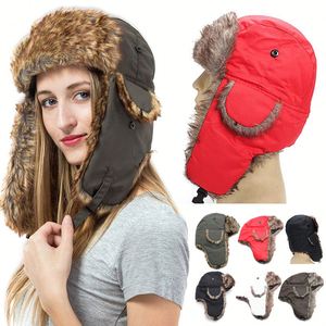 Women Man Custom <strong>Winter</strong> Outdoor Warm Thicken Snow Ski <strong>Earflap</strong> Trapper <strong>Hats</strong> Russian Campaign Fur <strong>Winter</strong> Trooper <strong>Hat</strong> - Product Image 2