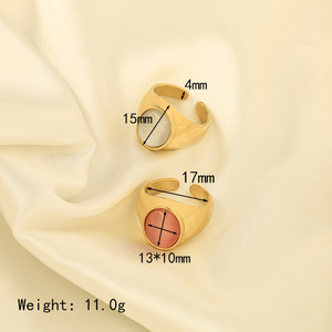Bague pour homme en acier inoxydable plaqué or rose européen et américain, style simple, fin, tendance, géométrique - Product Image 5