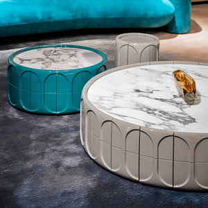 Luxury Customizable Modern Italian Stone Top Side <b>Table</b> <b>Set</b> with Sturdy Metal Frame - Product Image 2
