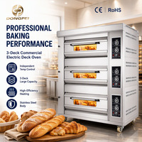 Four de boulangerie commercial 3 niveaux 6 plateaux, gaz et électrique 380V, four numérique automatique pour restaurant, pain, pizza et gâteaux