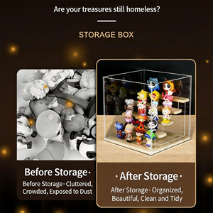 Vitrine de présentation moderne en ABS avec base en bois, anti-poussière, à assembler soi-même, pour figurines et collections de jouets - Product Image 4
