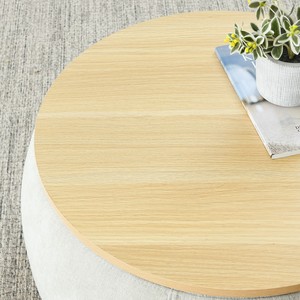 Modern Durable Round Storage Ottoman 2-in-1 Function As End Table & Ottoman Living Room Furniture with Small Seat - Product Image 6