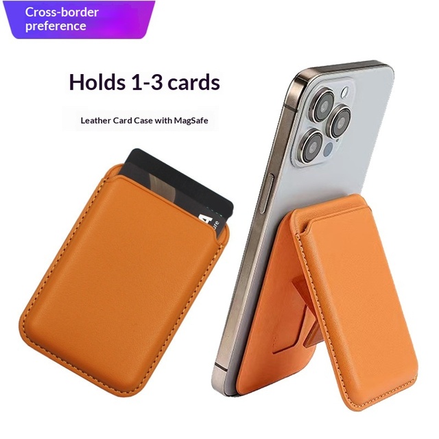 Magnetic Credit Card Holder Large Capacity Card Slots MagSafe Phone Holder PU Leather Card Case with 3M ID IC Card Storage