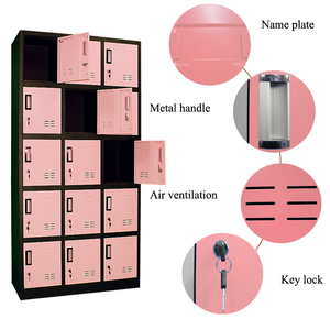 Thời Trang 3 Wide <span class=keywords><strong>Locker</strong></span> Nhà Máy Giá 15 Cửa Màu Hồng Kim Loại Tủ Quần Áo <span class=keywords><strong>Locker</strong></span> Sử Dụng Cho Thợ Mỏ - Product Image 4
