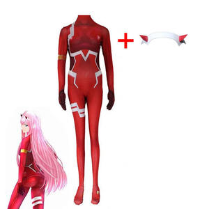 Anime <span class=keywords><strong>Darling</strong></span> in <span class=keywords><strong>the</strong></span> Franxx 02 Zero Two Cosplay disfraz para mujer vestido carnaval apretado 3D estampado mono Cosplay peluca - Product Image 4