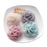 Patch Fleur Organza 3D Style Vintage Organza Signé à la Mode 7-8cm Brûler Tissu Cheveux Fleurs