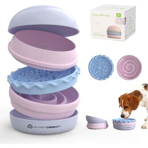 Juego de cuencos para perros Superdesign, forma de hamburguesa de 6,1 pulgadas, apilables para perros y gatos, plato de alimentación multifuncional - Product Image 1