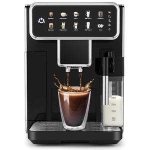 Machines à café entièrement automatiques avec écran tactile LED pour préparer Americano, Cappuccino, Latte, Macchiato, Flat White, Espresso - Product Image 1