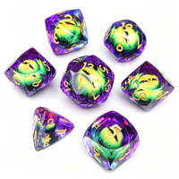 Ensemble de dés personnalisés Dragon Eye Liquid Core, dés en résine à coupe diamantée pour les marques de jeux de table