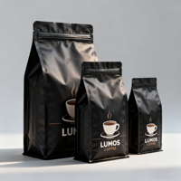 OEM ODM Pochette d'emballage Caffe vide personnalisée en feuille noire Ziplock à fond plat Sac de café en plastique debout avec valve