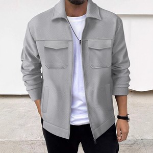 Automne hommes décontracté à manches longues jeunesse hommes Jacquard poche col rabattu veste - Product Image 2