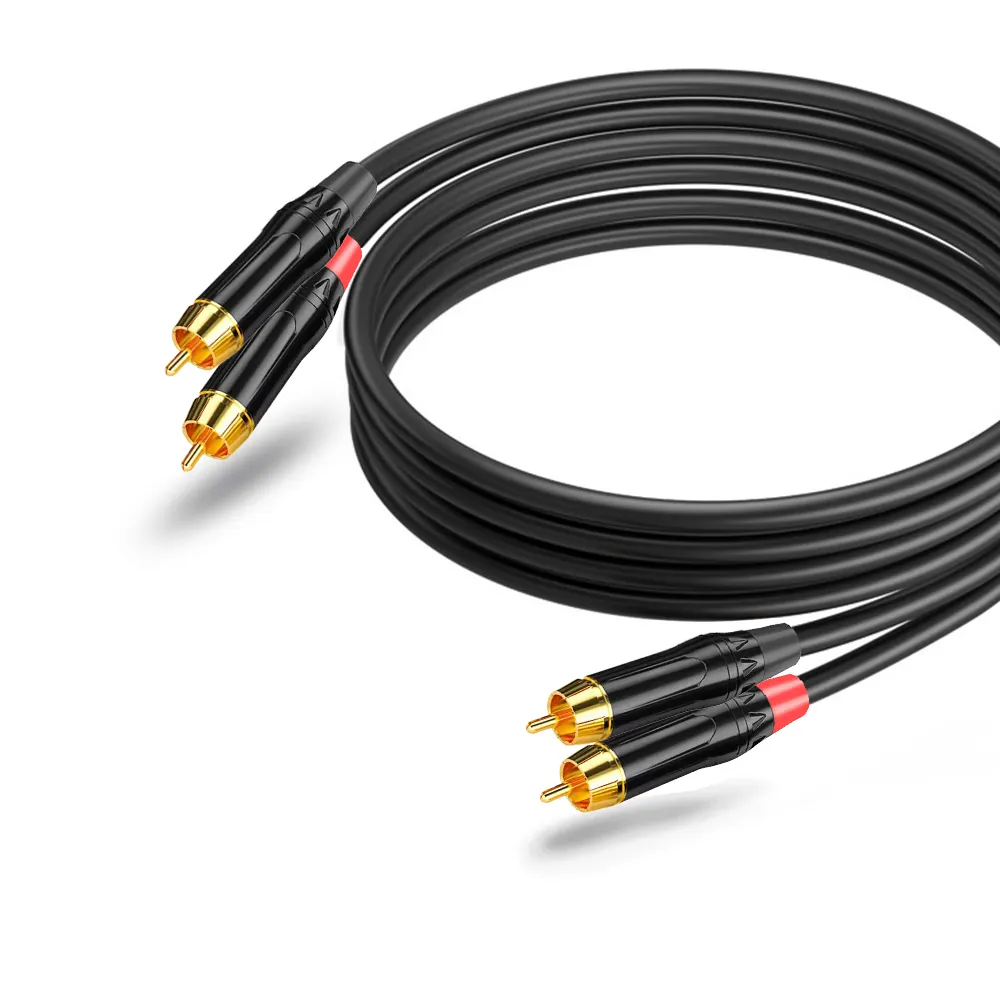 Kabel Stereo 2 Rca Oem kualitas bagus colokan lapis emas 2rca ke 2rca Av kabel Audio mobil Male To Male 2 Rca ke 2 kabel Rca