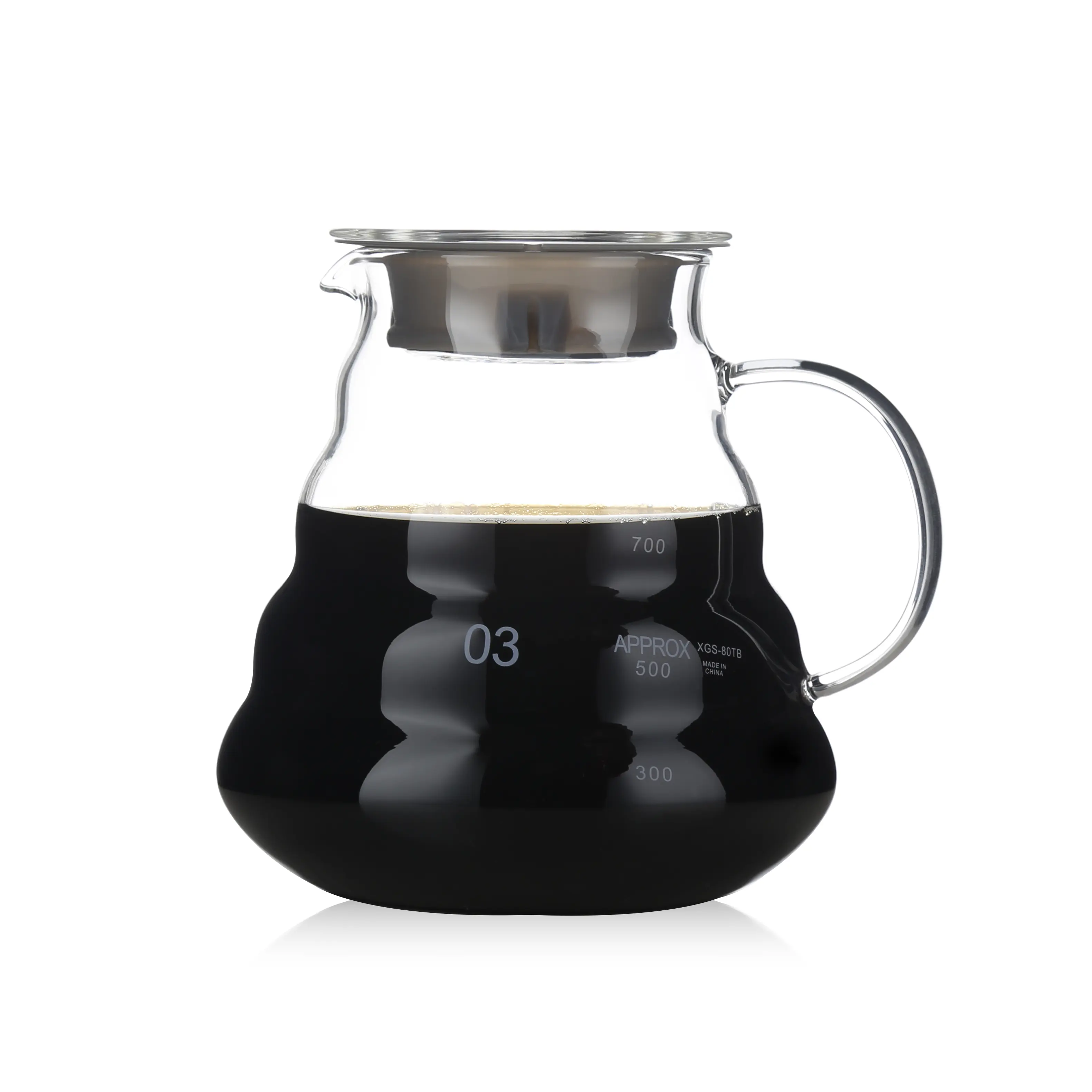 600ml मानक v60 गर्मी प्रतिरोधी गिलास हाथ ड्रिप कॉफी पॉट गिलास रेंज कॉफी सर्वर केतली के साथ फिल्टर