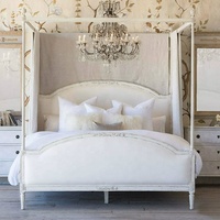 Vente chaude Meubles De Chambre Français Vintage En Bois De Chêne Auvent Quatre Affiche Lit roi Queen Size