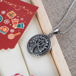 Collier pendentif arbre rond vintage avec chaîne 401*2.5*60CM, bijoux cadeau unisexe SP473 - Product Image 2