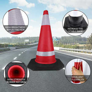קונוסי תנועה עמידים וחזקים בצבע כתום, עשויים PVC, עם מחזיר אור לבן לשימוש בכביש, בגדלים 50, 70, 75, 90 ס\\\"מ (18 אינץ', 36 אינץ') עם לוגו בהתאמה אישית. - Product Image 5