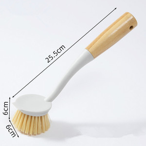 ZXH Brosse à pot longue en bois avec poils en sisal et nylon, manche écologique, nettoyage de cuisine multifonctionnel - Product Image 3