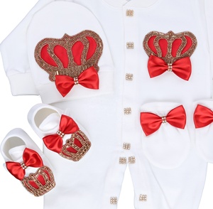 4 Piezas de Ropa de Bebé Niña de Algodón 100% Tejido, Color Rojo, Moderno, de Lujo, al por Mayor, Personalizado, Nuevo Diseño, Manga Larga, Cierre de Botones - Product Image 6