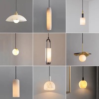 Lampes suspendues LED en marbre de taille moyenne, design minimaliste moderne, style espagnol, pour bureau, bar, chambre à coucher, chevet, à intensité variable