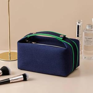 Custom Logo Portable Pink Canvas Toiletry <strong>Bag</strong> with <strong>Travel</strong> Make up Organizer Pouch - Product Image 3