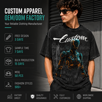 T-shirt Homme Col Roulé 100% Coton Mat Noir Délavé à l'Acide, Imprimé Sérigraphié, Coupe Droite Épaules Tombantes, Personnalisé OEM ODM
