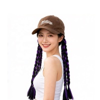 Casquette de baseball et perruque queue de cheval tressée 2-en-1, double tresses, fabriquée à la machine, réglable, cheveux synthétiques résistants à la chaleur, 9 couleurs, 1 pièce
