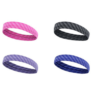 Makino Flying Fox Striped Headband Blue Pink Purple Polyester Sweat Wicking Fitness Yoga Running Headband - Product Image 2