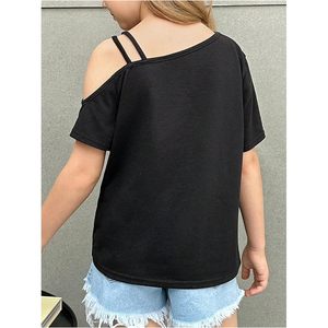 เสื้อยืดแขนสั้นสำหรับเด็กผู้หญิง ทรงหลวม ใส่สบายสำหรับฤดูร้อน สไตล์เก๋ไก๋ - Product Image 2