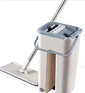 Muti-Function Self Wringing Flat Mop Cleaning Hardwood Floor Wet & Dry Mops Bucket Set For Wooden Foors Bathroom and Kitchen