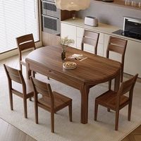 Walnuss Massivholz Esstisch-Stuhl-Set Moderner Minimalistischer Quadratischer Ausziehbarer Klappbarer Esstisch für Bar und Zuhause 10-Sitzer