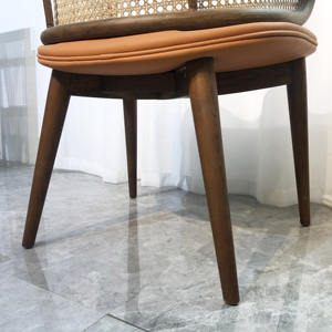Silla de Comedor Moderna de Diseño para Restaurante, Madera Maciza, Ratán, Cojín de Cuero Suave, Cómoda <span class=keywords><strong>y</strong></span> Casual - Product Image 6