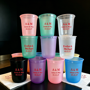 Vaso de PP rígido para té con leche, batidos, con logo personalizado, forma de U, de plástico esmerilado transparente, desechable para bodas, 14oz, 16oz, 24oz, 90mm - Product Image 1