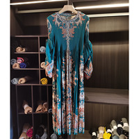 Robe élégante plissée à fleurs mi-longue en polyester antistatique, nouvelle collection printemps/été, style vintage chinois, col rond, manches longues