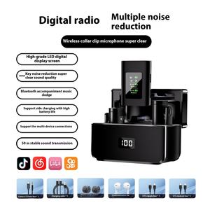 S33 Huilian shuangmai ไมโครโฟนตั้งโต๊ะไร้สายแบบมืออาชีพใหม่สำหรับการถ่ายทอดสดวิดีโอสัมภาษณ์ตัดเสียงรบกวนเพื่อให้ดีขึ้น - Product Image 6