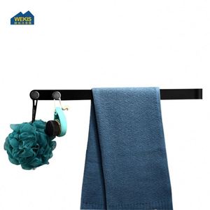 Toallero de Pared de Aluminio Negro Autoadhesivo Estilo Europeo para Baño y Cocina, Duradero, Sin Necesidad de Perforación, Wekis - Product Image 5