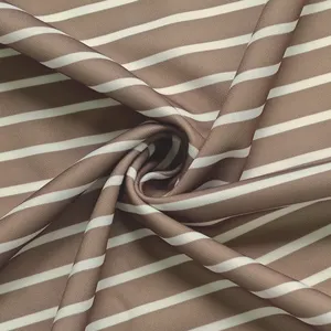Manufacturer Wholesale 200gsm 100% Polyester Brown Stripe Printed Interlock Fabric For Coats T shirt