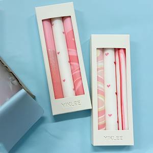 Boîte cadeau avec fenêtre personnalisée pour 3 bougies coniques/dîner/parfumées emballage en papier pliable <span class=keywords><strong>bougeoir</strong></span> mixte - Product Image 6