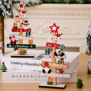 2025 <b>Christmas</b> Table Decoration Wish You Merry <b>Christmas</b> Letter Wooden Plate Elderly Snowman Dwarf Elderly Wooden Decoration - Product Image 2