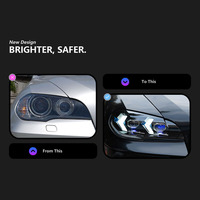 Conjunto de faros delanteros LED de doble haz con lente DRL y señal de giro secuencial e70 para X5 E70 2007-2015, actualización de faros.