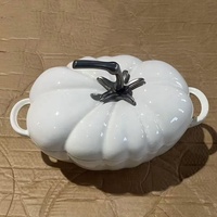 Casserole en fonte émaillée rouge antiadhésive de haute qualité, nouvelle, 27 cm, en forme de citrouille