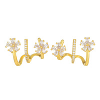 Anting Zirkon Retro ZUOLA Laris Manis Anti Luntur, Anting Kuningan Lapis Emas 18K Desain Kreatif Anting Bunga Mewah untuk Wanita