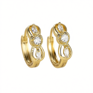 Dreams Of Love Gold Huggie Earrings Heart Cut Zircon Claw Setting Women's <b>Romantic</b> Fashion Jewelry E2924 - Product Image 1