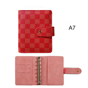 Cuaderno Escolar de Tapa Dura de Cuero con Cuadrícula y Patrones a Cuadros, Páginas Sueltas, Organizador/Planificador - Product Image 6