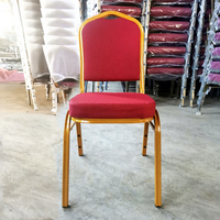 Chaise de banquet empilable en acier, stable, moderne, pour intérieur, pieds en métal doré, tissu, hôtel, mariage, approvisionnement direct d'usine